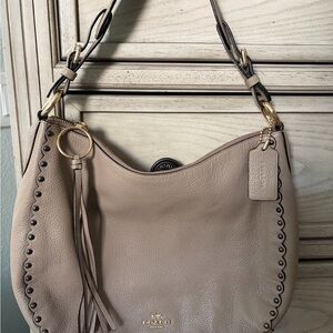 Coach Beige Leather Hobo Bag